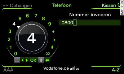 Telefoonnummer via het cijferscherm ingeven